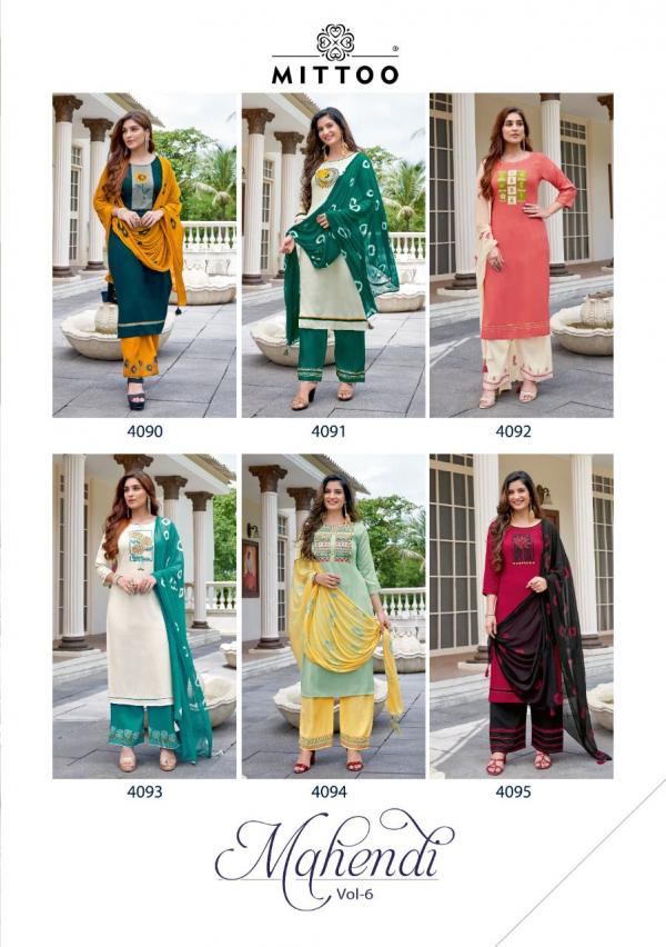 Mittoo Mahendi 6 Beautiful Festive Wear Readymade Salwar 